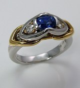 Sapphire diamond ring platinum 18kty gold ring 1.20cttw