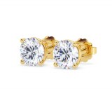 Lab diamond earrings 14kty 4 prong stud design mounting F VS model LSE02ROFY300