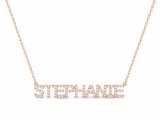 Diamond nameplate 14kt rose gold "Stephanie Script" model NN-014P-14KTP-I1