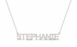 Diamond nameplate 10kt white gold "Stephanie Script" model NN-014W-10KTW-I1