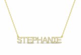 Diamond nameplate 14kt yellow gold "Stephanie Script" model NN-014Y-14KTY-I1