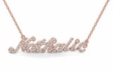 Diamond nameplate 14lt rose gold "Nathalie Script" model NN-015P-14KTP-I1