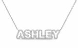 Diamond nameplate 10kt white gold "Ashley Script" model NN-016W-10KTW-I1