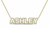 Diamond nameplate 14kt yellow gold"Ashley Script" model NN-016Y-14KTY-I1