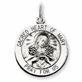 Sacred Heart Mary medal sterling silver 18mm