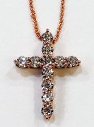 Diamond cross pendant 0.75 cttw F VS1 14kt rose gold model SWP0361R