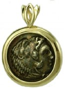 Silver Coin 14kty Gold Pendant