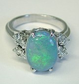 Opal and diamond ring 3.05cttw 18kt whtite gold model SWR-104-09