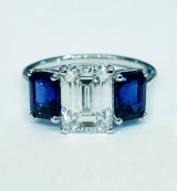 Diamond and sapphire ring 5.61 cttw F VVS1 14kt white gold model SWR-GIA-2201686899
