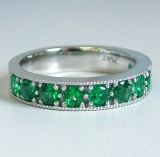 Emerald platinum ring with 0.90cttw emeralds model SWR18065-P-EM