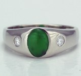 Jade Diamond Ring .12cttw18kt