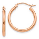 14kt rose gold hoop earrings 20mm diameter 2mm wide model TE530