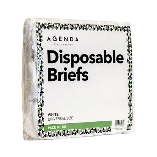 Agenda Disposables Briefs White 50pk