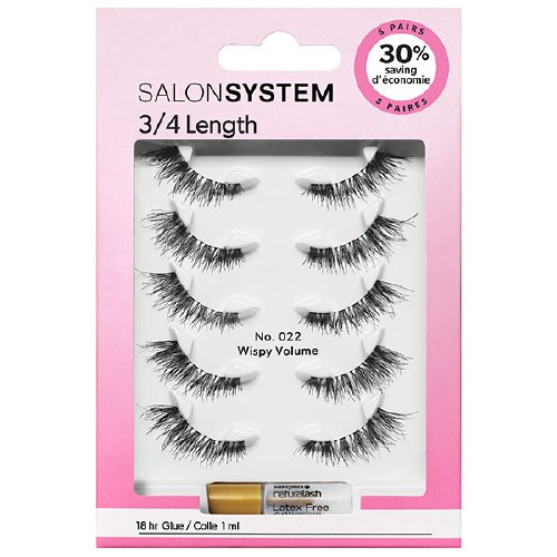 SS Strip Lash 3/4 022 5pk Salon System  Black