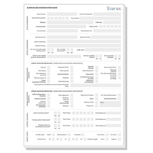 Sterex Consultation Cards - Electrolysis