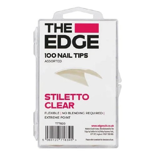 The Edge Stiletto Tips Clear 100pk