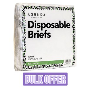 Agenda Disposables Briefs White 50pk