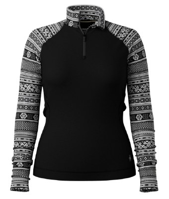 2027 Smartwool Women's Thermal 1/4 Zip Black Fair Isle Fun Small