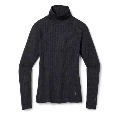 2026 Smartwool Women's Thermal Merino Rib Turtleneck Charcoal Heather Small