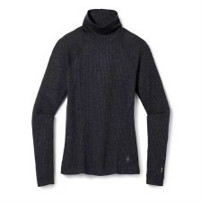 2026 Smartwool Women's Thermal Merino Rib Turtleneck Charcoal Heather Small
