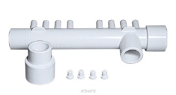 WATERWAY 8 BARB MANIFOLD TEE, 1 SPG X 1 SCKT X 1 SPGT  672-4370