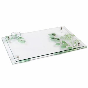 Lucite Challah Board Leaf Design Green 11" x 16"