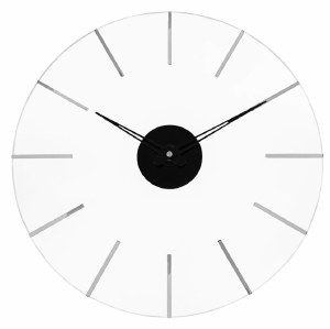 MetaLucite Round Line Clock Silver 16"