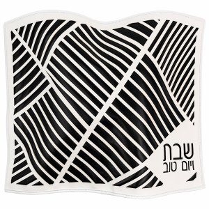 Faux Leather Challah Cover Laser Cut Design BlackWhite
