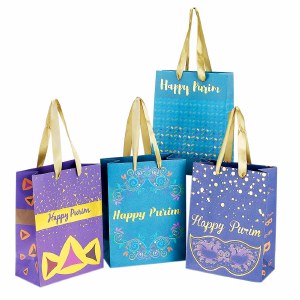 Purim Kraft Gift Bags Set of 4