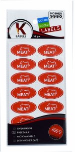 Kosher Label Stickers Meat Red