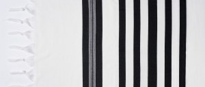 Tallis Wool HaMefoar Size 70 Black and White Avodas Yad Thick Tzitzis Strings Lining Sideband 60" x 72"