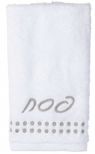 Pesach Finger Towel Dot Border Design White Silver