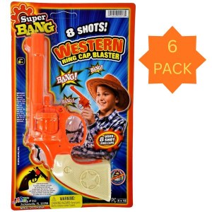 Western Ring Cap Blaster Toy Cap Gun 8 Shots 6 Pack
