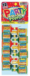 Party Poppers Assorted Colors 12 Pack