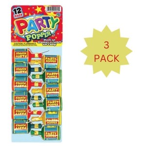 Party Poppers Assorted Colors 36 Pieces