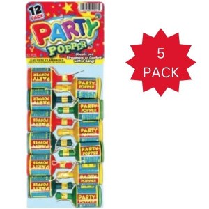 Party Poppers Assorted Colors 60 Pieces