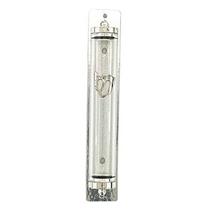 Mezuzah Transparent Silver 12cm