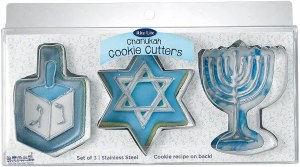 Stainless Steel Cookie Cutters Chanukah Theme Set of 3 Assorted Shapes