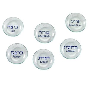 Round Glass Seder Plate Liners Dotted Accent Bllue 6 Pack 2.75"