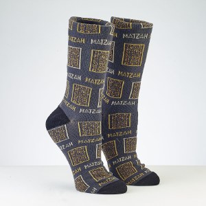 Passover Adults Crew Socks Matzah Design Blue