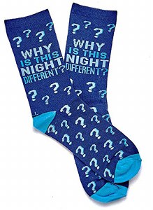 Passover Adult Crew Socks Why is this Night Different Design Fits Shoe Size 8-12