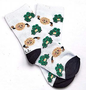 Passover Kids Crew Socks Frogs and Matzah Balls Design Fits Shoe Size 1-5