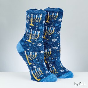 Chanukah Slipper Socks Menorah Design