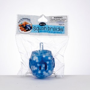 Squish Dreidel TM Filled with Blue and White Gel Beads