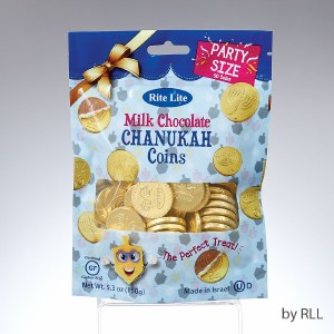 Chanukah Gelt Milk Chocolate Coins Party Size Bag 50 Coins