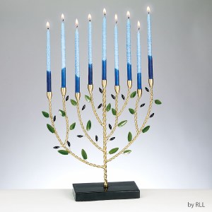 Metal Candle Menorah Hand Crafted OliveTree Design