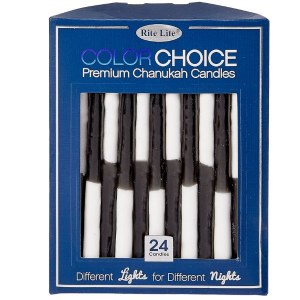 Frosted Chanukah Candles Black White 24 Count Box