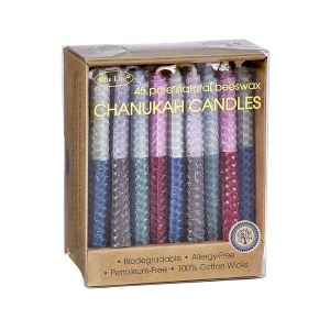 Beeswax Chanukah Candles Multi Color 2 Tone Honeycomb Design 45 Count Box