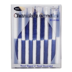 Chanukah Candles Decorative Two Tone Blue White 45 Count Box