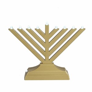 Plastic GoMenorah Rambam Style LED Battery Or USB Operated Gold